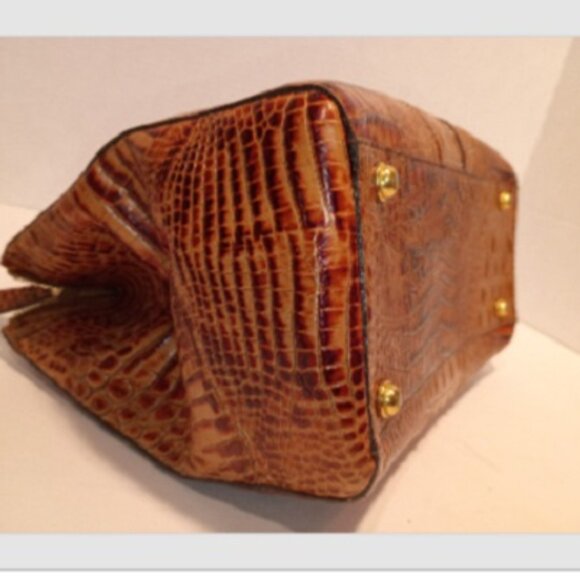 Vintage BRAHMIN ANNABELLE Melbourne Pecan Croc-Embossed Leather Zip-top Satchel - Picture 8 of 13